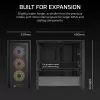 PC korpuss CORSAIR FRAME 4000D RS ARGB Midi Tower Melns — ATX/Micro-ATX/Mini-ITX, rūdīts stikls, ARGB ventilatori, GPU līdz 370 mm