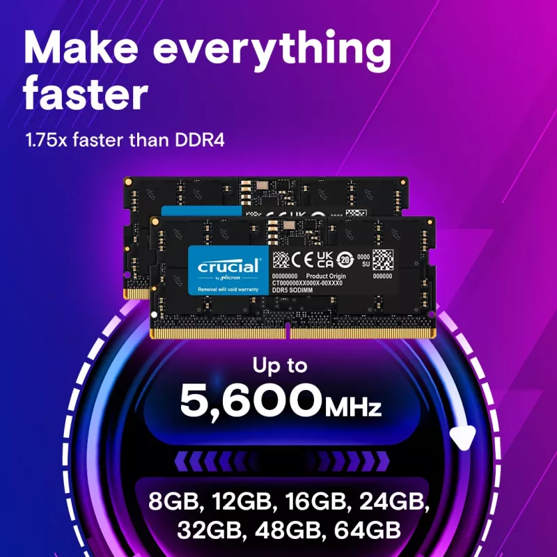 MICRON / CRUCIAL piezīmjdatora atmiņa - Crucial DDR5-5600 SODIMM - 128 GB komplekts (64 GB x 2)