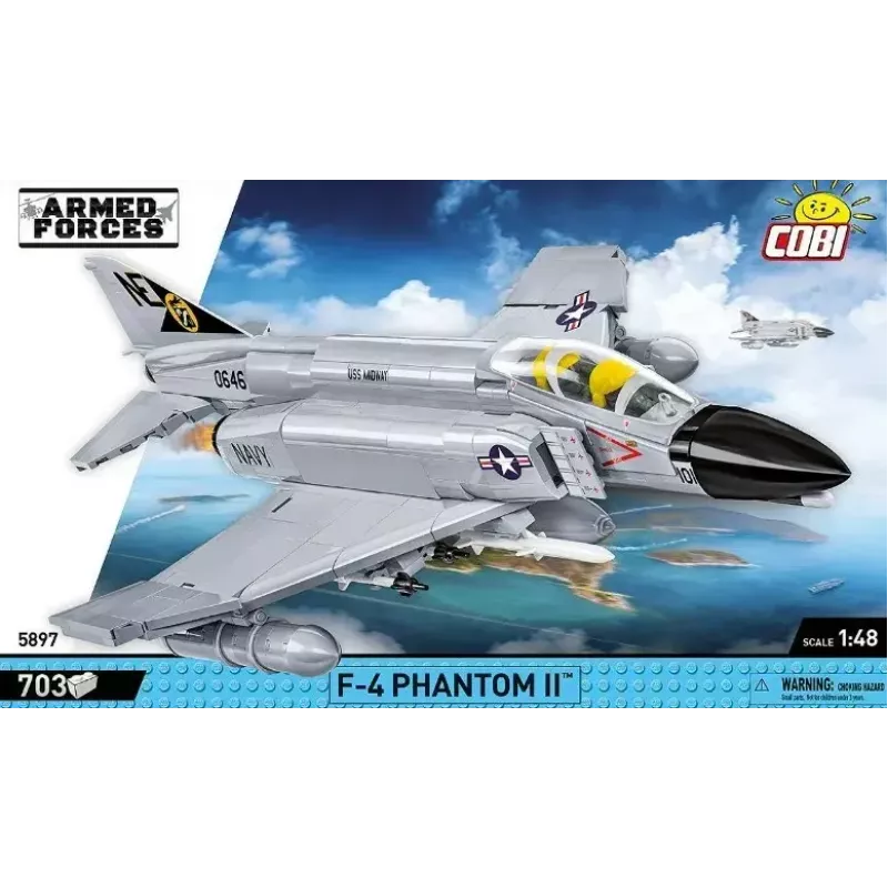 Cobi Blocks Bruņotie spēki F-4 Phantom II modelis 703 daļu konstrukcijas komplekts
