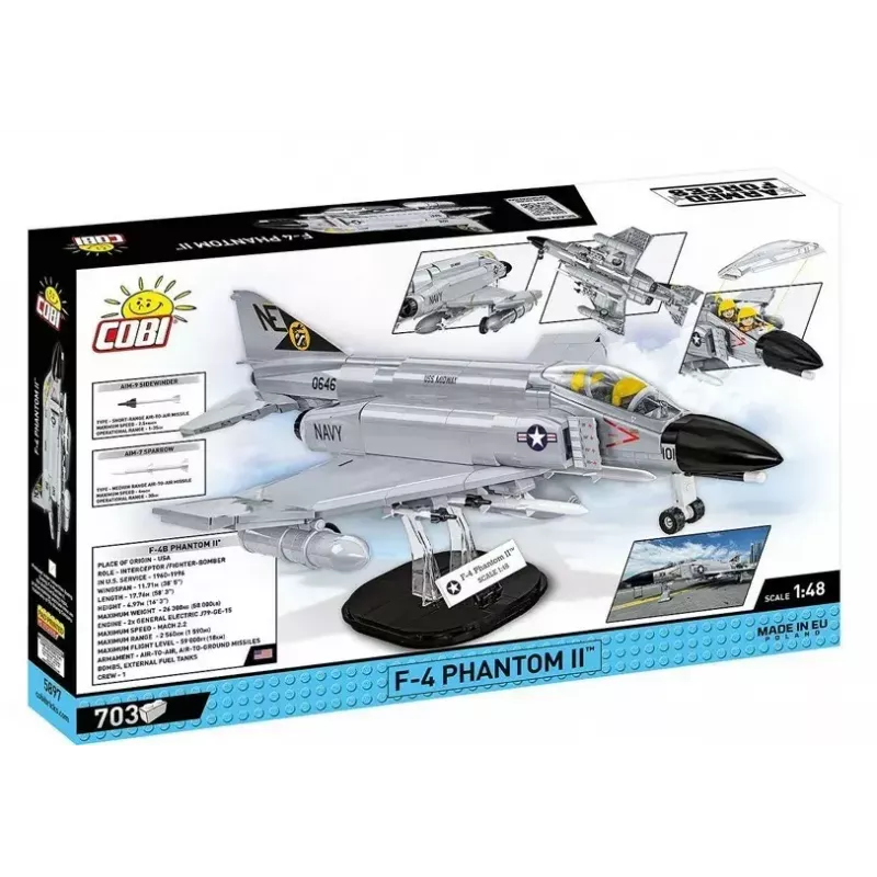 Cobi Blocks Bruņotie spēki F-4 Phantom II modelis 703 daļu konstrukcijas komplekts