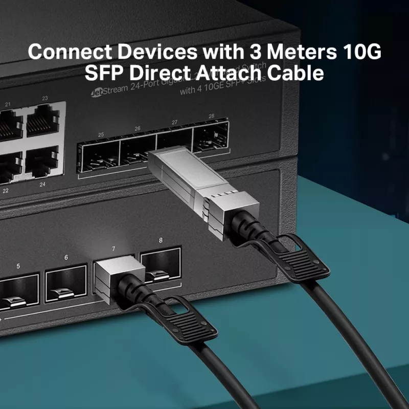 TP-Link 3 metri 10G SFP+ tiešā pieslēguma kabelis, 3 m, DAC, SFP+, SFP+