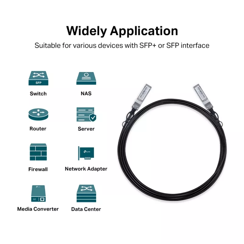 TP-Link 3 metri 10G SFP+ tiešā pieslēguma kabelis, 3 m, DAC, SFP+, SFP+