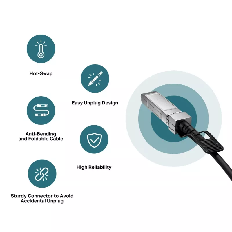 TP-Link 3 metri 10G SFP+ tiešā pieslēguma kabelis, 3 m, DAC, SFP+, SFP+