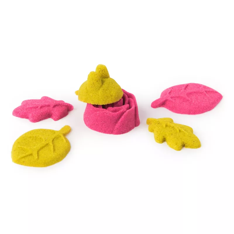 Kinetic Sand, SquishBlossom ziedošais zieds, Lieldienu groza pildījums, ietver 8oz neona dzeltenas un rozā formējamas spēļu smiltis, podiņu un formiņas, sensorās rotaļlietas bērniem