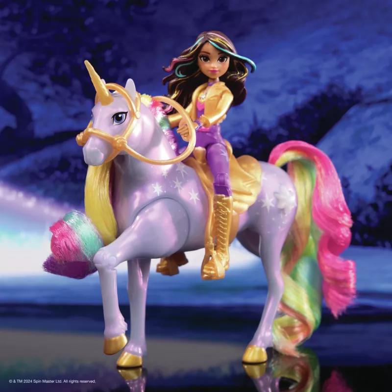Usorteret Unicorn Academy Sophia & Light Magic Wildstar modes lelle ar varavīksnes gaismas efektiem, LR44 baterijām, 241 mm