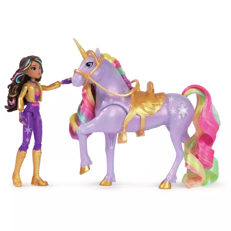 Usorteret Unicorn Academy Sophia & Light Magic Wildstar modes lelle ar varavīksnes gaismas efektiem, LR44 baterijām, 241 mm
