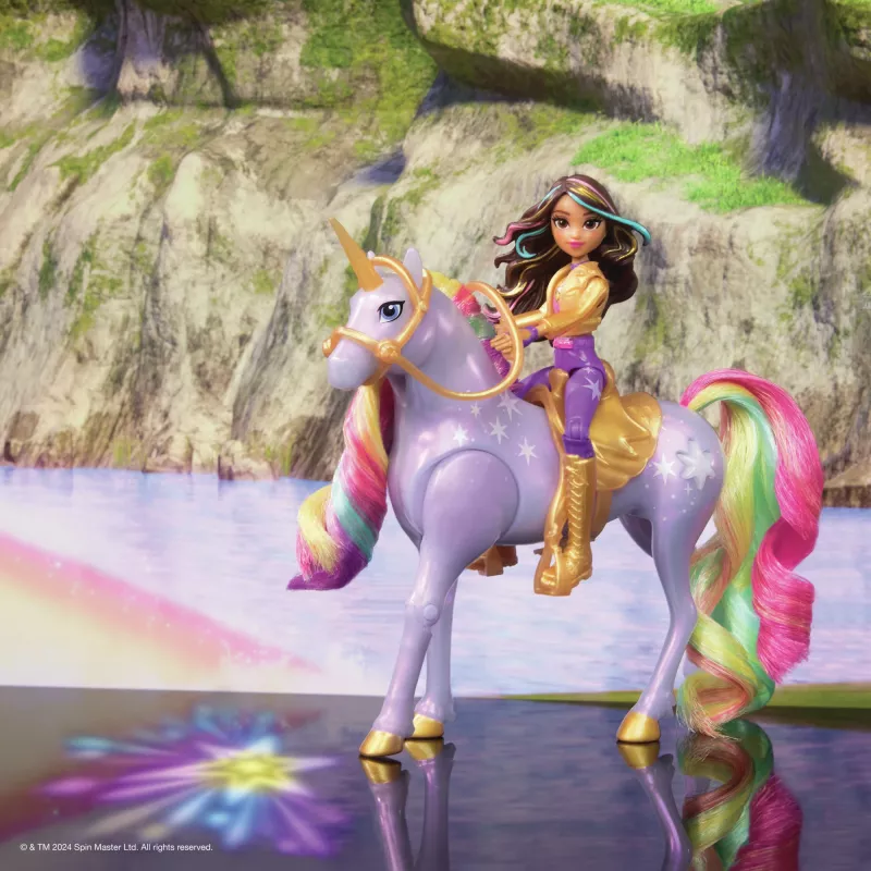 Usorteret Unicorn Academy Sophia & Light Magic Wildstar modes lelle ar varavīksnes gaismas efektiem, LR44 baterijām, 241 mm