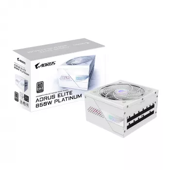 Barošanas bloks GIGABYTE AORUS ELITE P850W 850W ATX 80 PLUS Platinum pilnībā modulārs balts 120mm ventilators