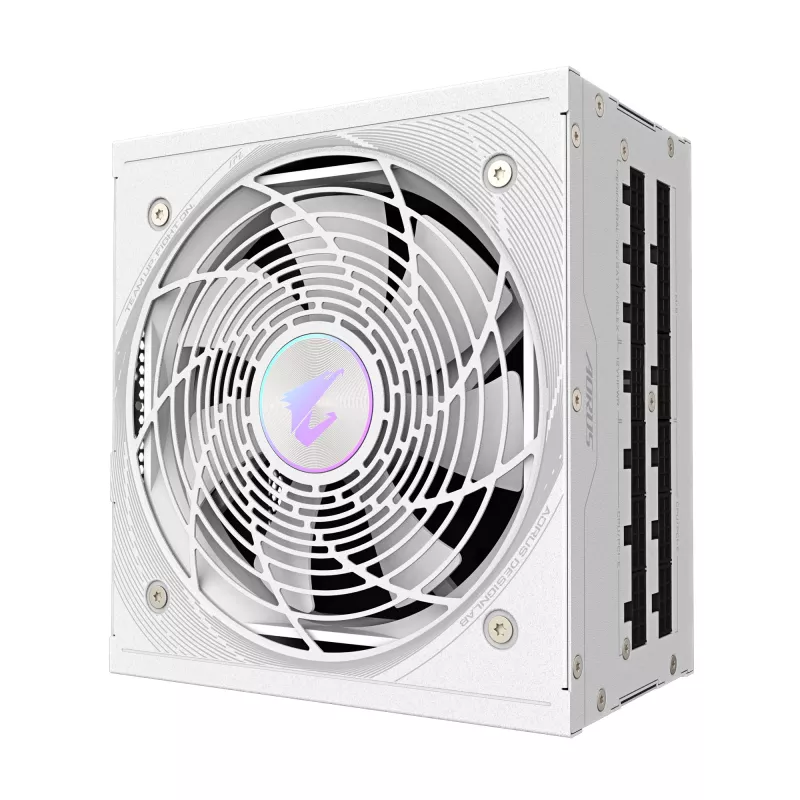 Barošanas bloks GIGABYTE AORUS ELITE P850W 850W ATX 80 PLUS Platinum pilnībā modulārs balts 120mm ventilators