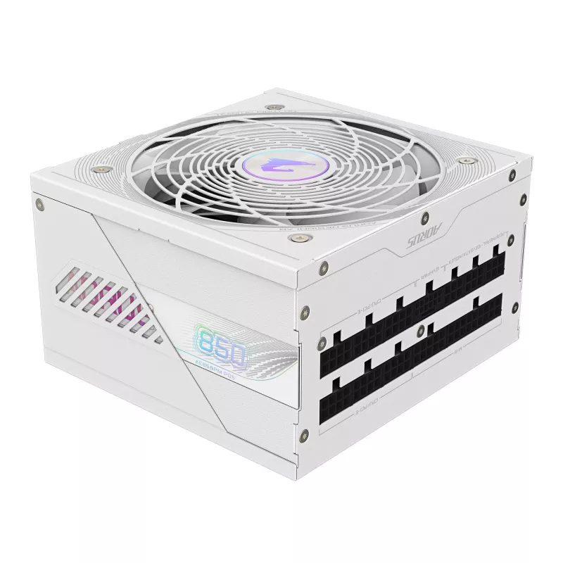Barošanas bloks GIGABYTE AORUS ELITE P850W 850W ATX 80 PLUS Platinum pilnībā modulārs balts 120mm ventilators