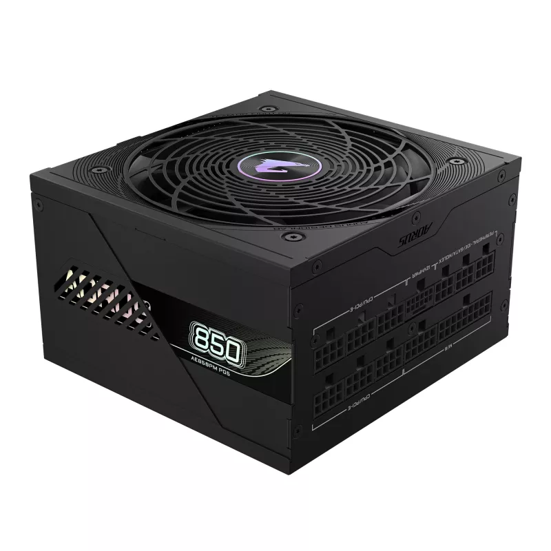 GIGABYTE AORUS ELITE P850W barošanas bloks - PCIe 5.0, 80 PLUS Platinum, pilnībā modulārs dizains, 120 mm ventilators, ATX 3.0 saderīgs, ES kontaktdakša