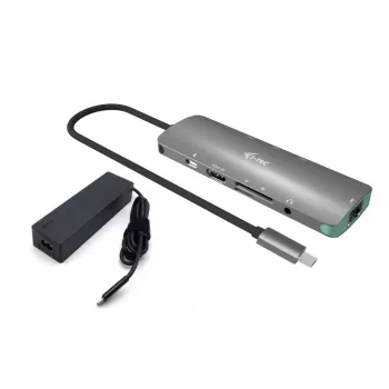 i-tec USB-C Metal Nano dokstacija 4K HDMI LAN ar strāvas padevi 100W + universālais lādētājs 100W