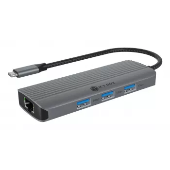 ICY BOX IB-DK4034a-CPD vadu USB 3.2 Gen 1 (3.1 Gen 1) Type-C alumīnija, sudraba