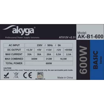 AKYGA barošanas bloks ATX 600w (ak-b1-600)