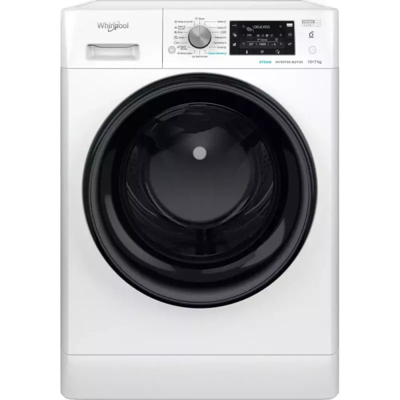 Whirlpool FFWDD1076258B veļas mazgājamā un žāvējamā mašīna Brīvstāvoša Ar priekšējo ielādi Balta