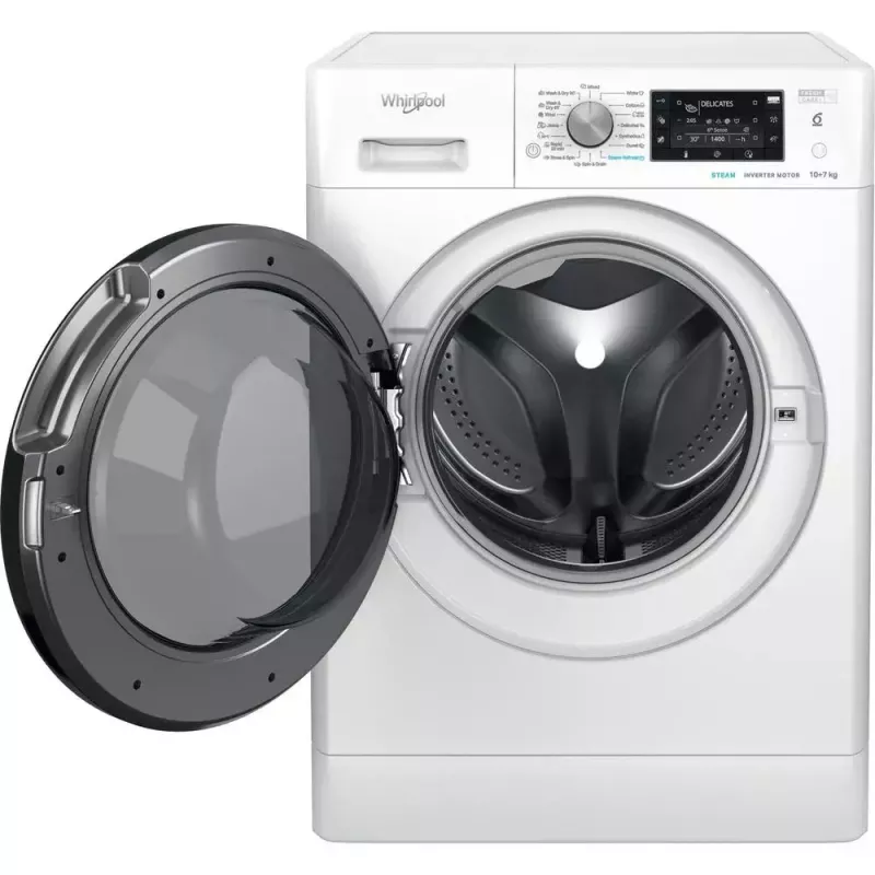 Whirlpool FFWDD1076258B veļas mazgājamā un žāvējamā mašīna Brīvstāvoša Ar priekšējo ielādi Balta