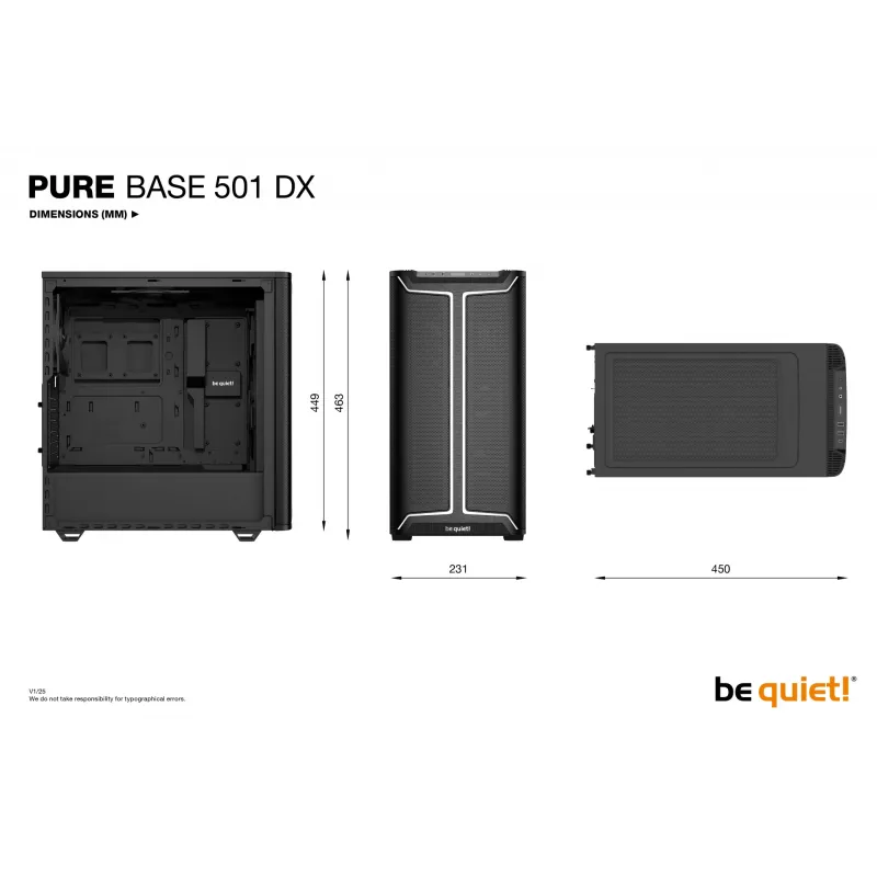 PC korpuss be quiet! Pure Base 501 DX Melns Midi Tower