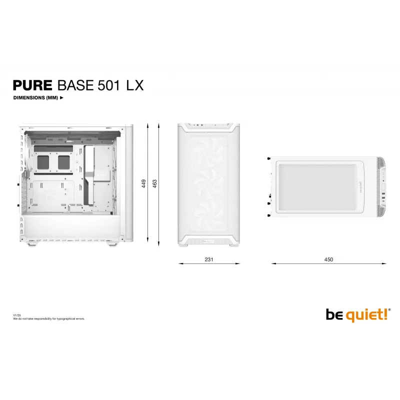 PC Case be quiet! Pure Base 501 LX balta Midi Tower