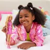 Barbie Fashionistas lelle #230 metāliski rozā minikleitā ar sirds izgriezumu, blondi mati