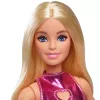 Barbie Fashionistas lelle #230 metāliski rozā minikleitā ar sirds izgriezumu, blondi mati