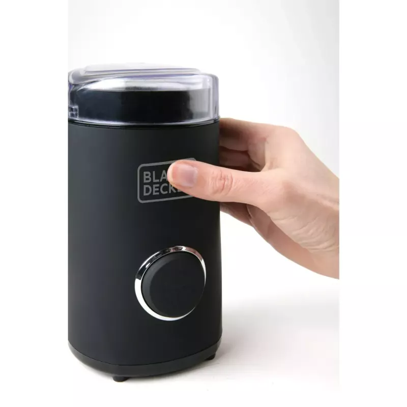 Kafijas dzirnaviņas Melns & Decker BXCG150E — 150 W, 50 g ietilpība, nerūsējošā tērauda asmeņi, pogu vadība