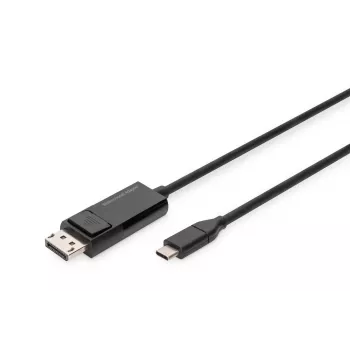 DIGITUS USB Type-C uz DisplayPort divvirzienu, maks. izšķirtspēja 8K 30 Hz, garums 2 m, melns