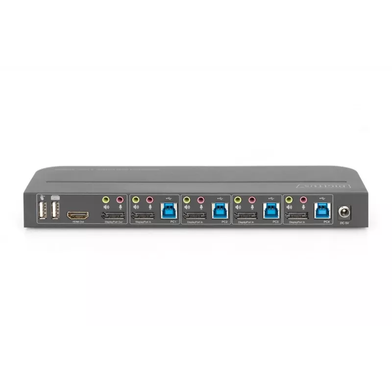 DIGITUS KVM slēdzis 4x1 DP DP/HDMI Izeja USB 4Kx2K 60Hz