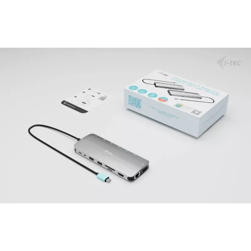 i-tec Metal USB-C Nano 3x Display Dock, 2x HDMI 1x USB-C video + Power Delivery 140W