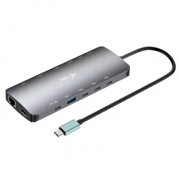 i-tec Metal USB-C Nano 3x Display Dock, 2x HDMI 1x USB-C video ar strāvas padevi 140W + Universālais lādētājs 140 W