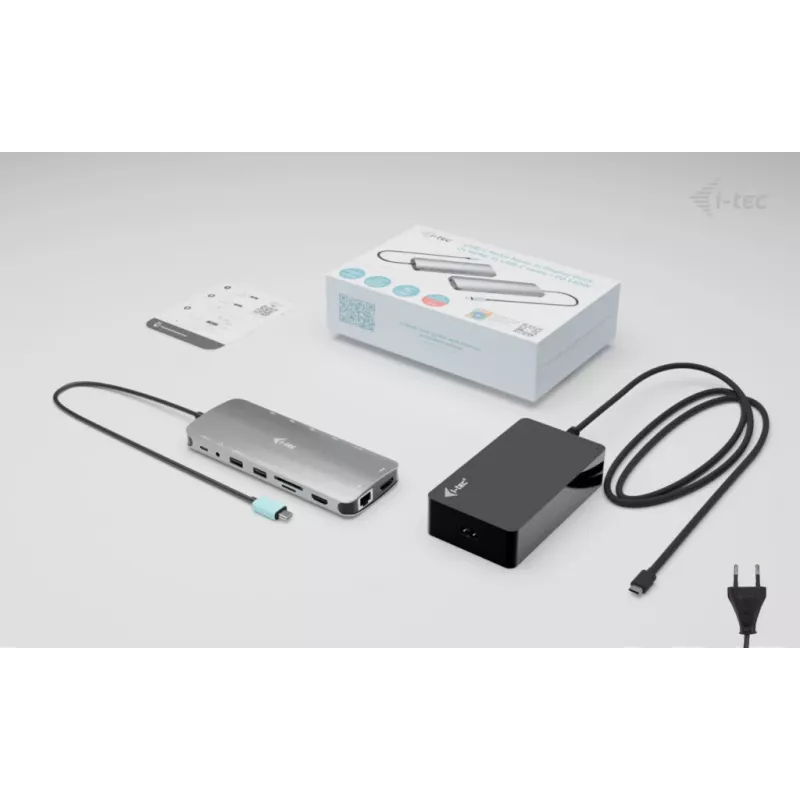 i-tec Metal USB-C Nano 3x Display Dock, 2x HDMI 1x USB-C video ar strāvas padevi 140W + Universālais lādētājs 140 W
