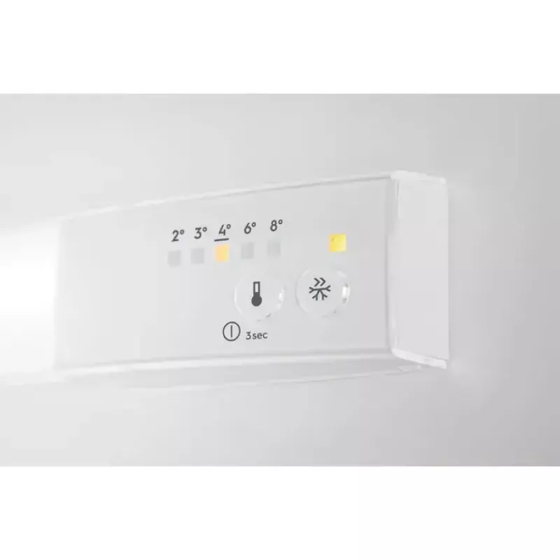 Iebūvētais kombinētais ledusskapis Electrolux LFB3AE82R — 93 L kopējā, 16 L augšējā saldētava, pieskārienu vadība, apgriežamas durvis, balts