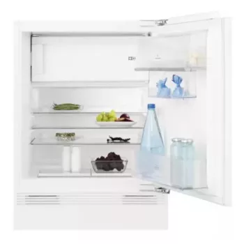 Iebūvētais kombinētais ledusskapis Electrolux LFB3AE82R — 93 L kopējā, 16 L augšējā saldētava, pieskārienu vadība, apgriežamas durvis, balts