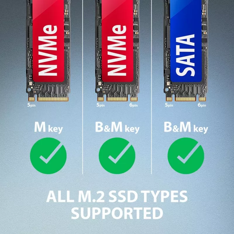 SSD korpuss AXAGON ADM2-AM USB-A 10Gbps vienam M.2 NVMe/SATA diskam, USB 3.2 Gen 2, 10 cm kabelis, melns