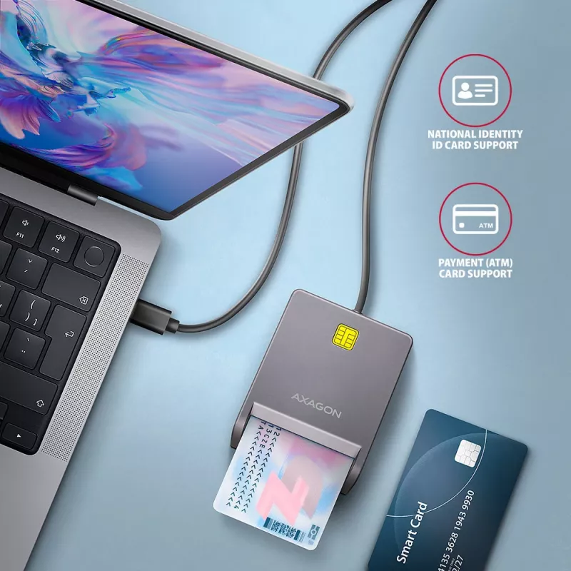 Karšu lasītājs Axagon CRE-SM3TC USB 2.0 Type-C pelēks SmartMedia
