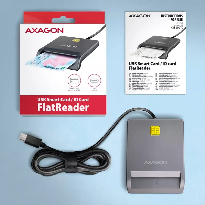 Karšu lasītājs Axagon CRE-SM3TC USB 2.0 Type-C pelēks SmartMedia