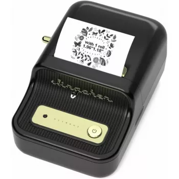 Etiķešu printeris NIIMBOT B21S melns — kompakts Bluetooth ruļļu printeris, 50 mm drukas platums, 60 mm/s, Li-Ion 1200 mAh