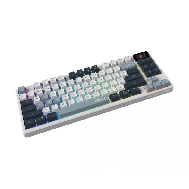 Mehāniskā bezciparu spēļu klaviatūra MSI FORGE GK600 TKL Wireless USB + Bluetooth QWERTY UK English RGB zila/balta