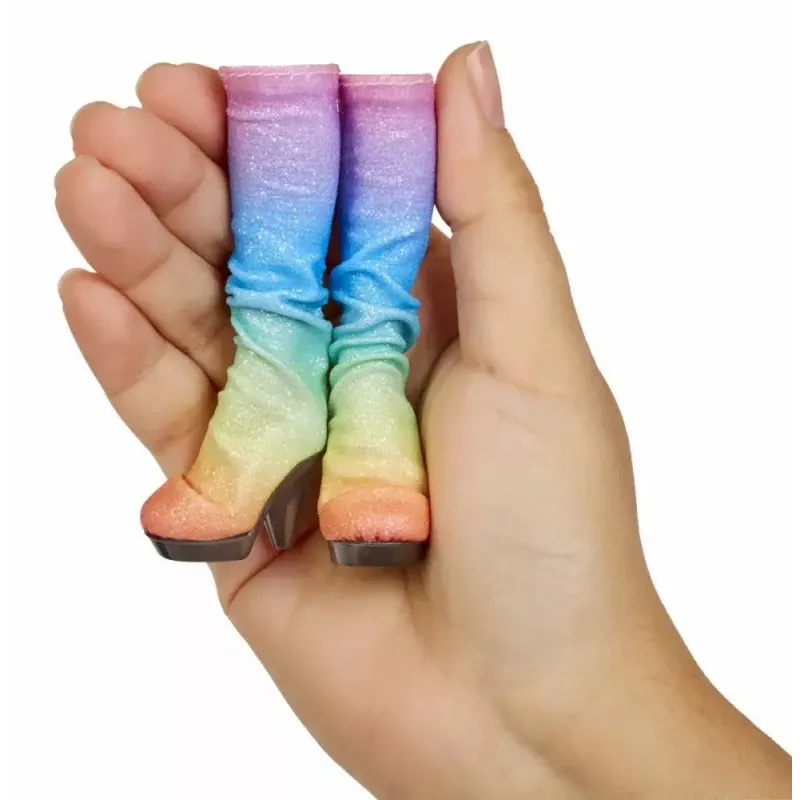 Displeja komplekts Mga Accessories Rainbow High apavi, 27 gabali — dažādi leļļu apavu aksesuāri