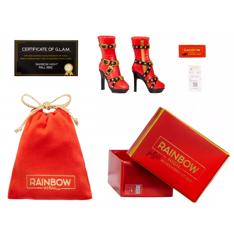Rainbow High Aksesuāru studija 1. sērija, S sortiments PDQ leļļu apavos