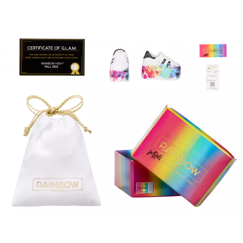 Rainbow High Aksesuāru studija 1. sērija, S sortiments PDQ leļļu apavos
