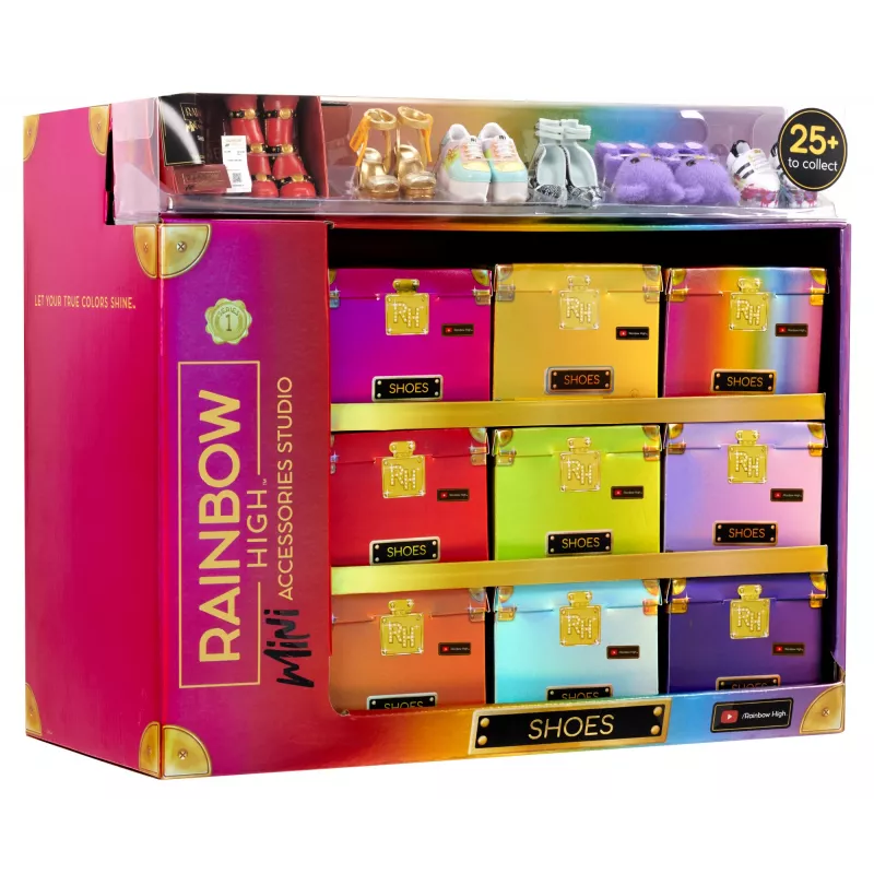 Rainbow High Aksesuāru studija 1. sērija, S sortiments PDQ leļļu apavos