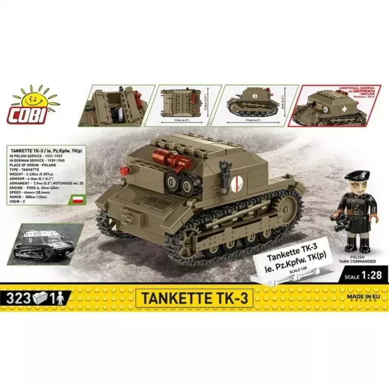 Cobi Blocks Tankette TK-3 konstrukciju komplekts — 323 detaļas