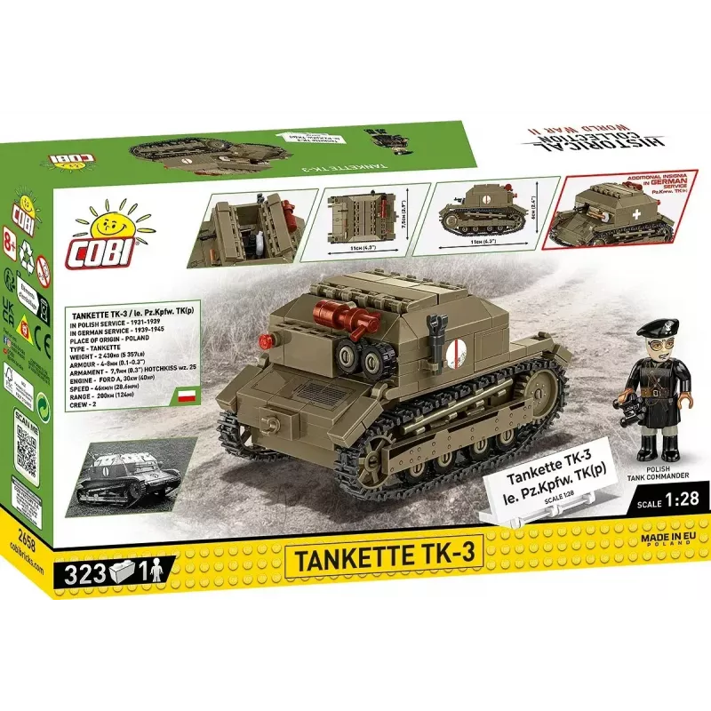 Cobi Blocks Tankette TK-3 konstrukciju komplekts — 323 detaļas