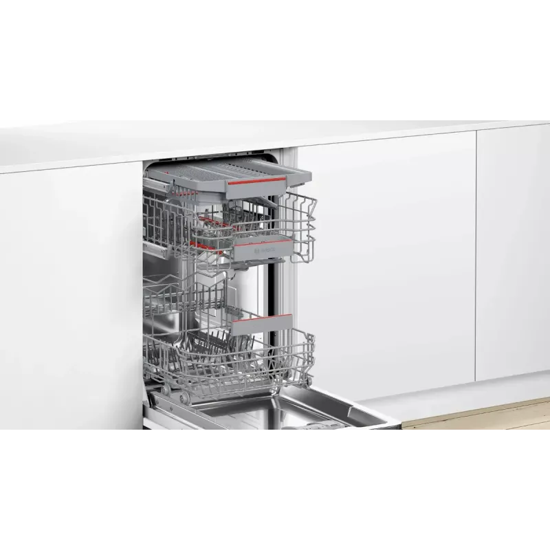 Iebūvējamā trauku mazgājamā mašīna Bosch Serie 4 SPV4HMX49E — Slimline 45 cm, 10 galda klājumu komplekti, 44 dB, 6 programmas