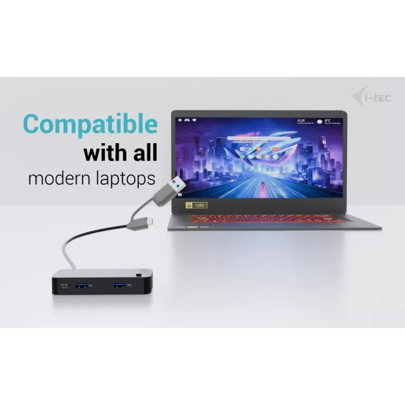 i-tec Universal KVM HUB 2x USB-C 2x USB-A 3.0 5000 Mbit/s Melns