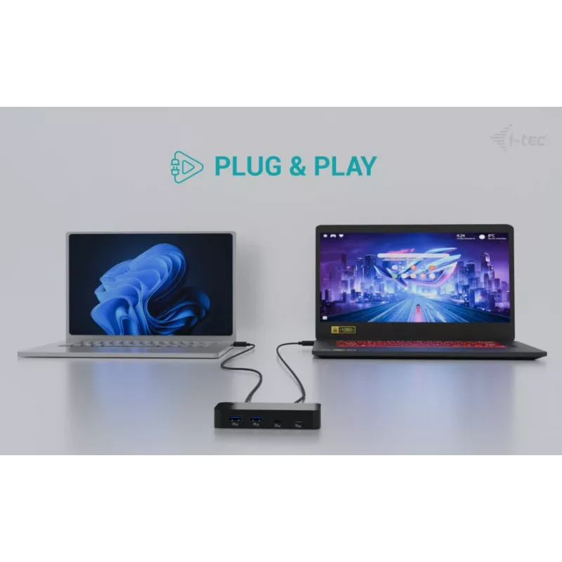 i-tec Universal KVM HUB 2x USB-C 2x USB-A 3.0 5000 Mbit/s Melns