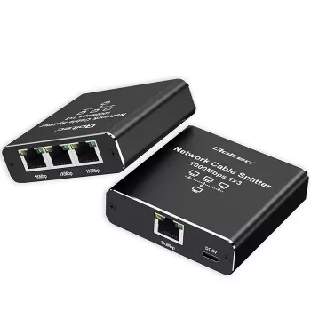 Ethernet sadalītājs QOLTEC 52294 1x3 RJ45 ar USB-C barošanas ieeju