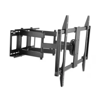 Manhattan sienas stiprinājums televizoriem un monitoriem (pilnībā kustīgs), ekrāniem no 37 inch līdz 100 inch, VESA savietojamība: visi izmēri no 200x200mm līdz 900x600mm – pārbaudiet četru montāžas caurumu izmērus ekrāna aizmugurē, lai pārliecinātos par piemērotību, Maks. 80 kg, Melns, Kronšteins, Mūža garantija