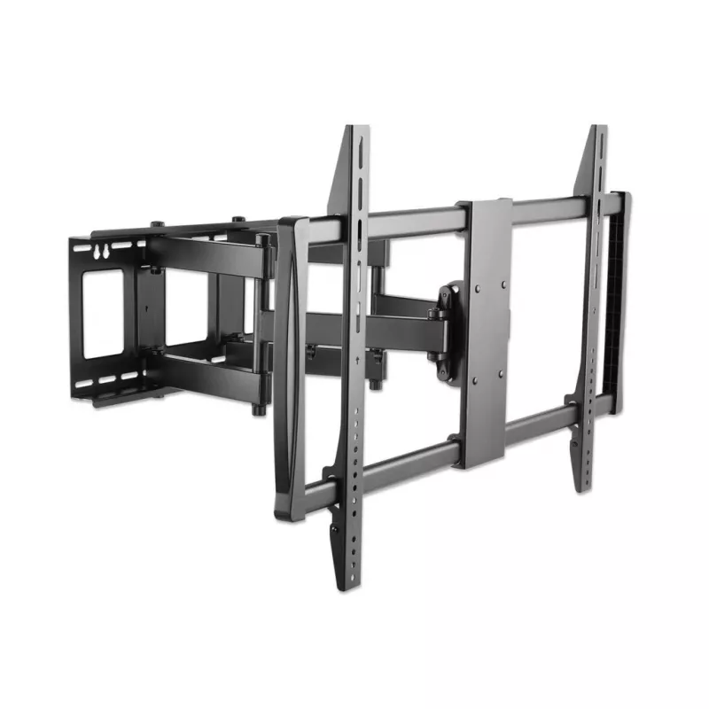 Manhattan sienas stiprinājums televizoriem un monitoriem (pilnībā kustīgs), ekrāniem no 37 inch līdz 100 inch, VESA savietojamība: visi izmēri no 200x200mm līdz 900x600mm – pārbaudiet četru montāžas caurumu izmērus ekrāna aizmugurē, lai pārliecinātos par piemērotību, Maks. 80 kg, Melns, Kronšteins, Mūža garantija