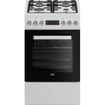 Brīvi stāvoša gāzes-elektriskā plīts BEKO FSE52323DWD, 4 degļu plīts virsma, 60 cm, 55 L cepeškrāsns, energoefektivitātes klase A